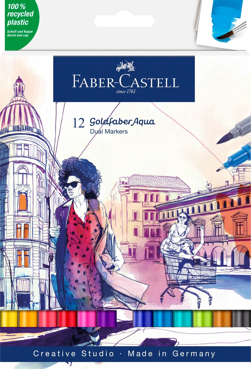 Faber-Castell - Goldfaber Aqua Dual Marker estuche con 12