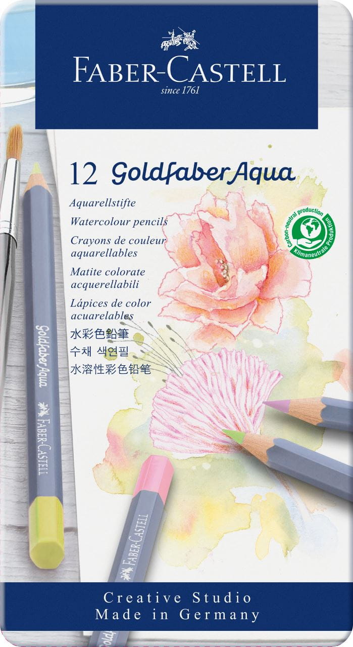 Faber-Castell - Goldfaber Aqua lápices acuarelables, estuche 12 tonos pastel