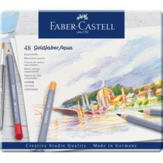 Faber-Castell - Estuche de metal c/48 lápices acuarelables Goldfaber Aqua