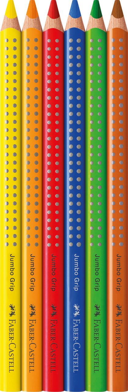 Faber-Castell - Lápiz de color Jumbo Grip, estuche cartón, 6 piezas