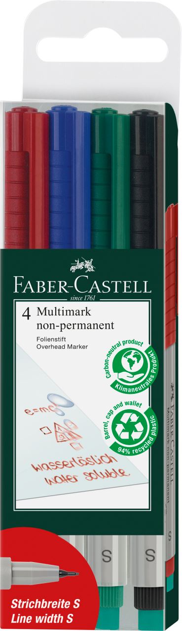 Faber-Castell - Rotulador Multimark no permanente, S, estuche, 4 piezas