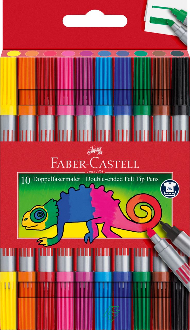 Faber-Castell - Rotulador de doble punta, estuche, 10 piezas
