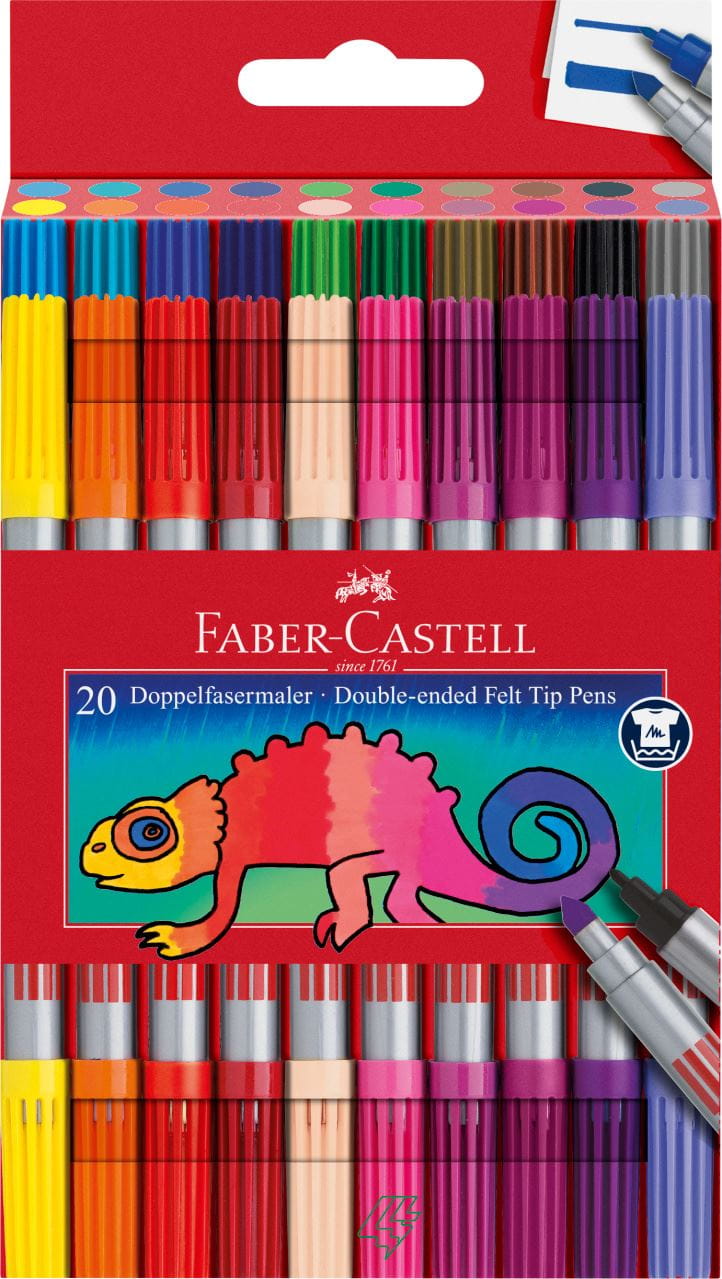 Faber-Castell - Rotulador de doble punta, estuche, 20 piezas