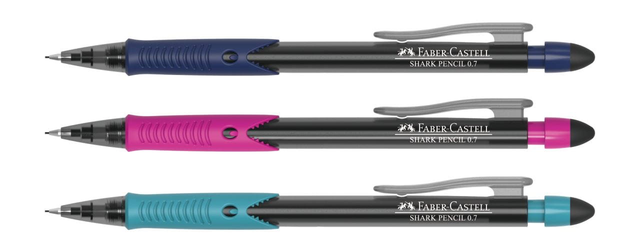 Faber-Castell - Portaminas Shark, 0,7 mm, 3 colores surtidos