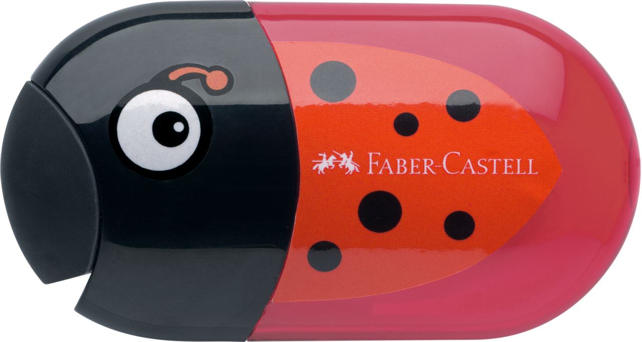 Faber-Castell - Afilalápices doble con goma de borrar “mariquita”