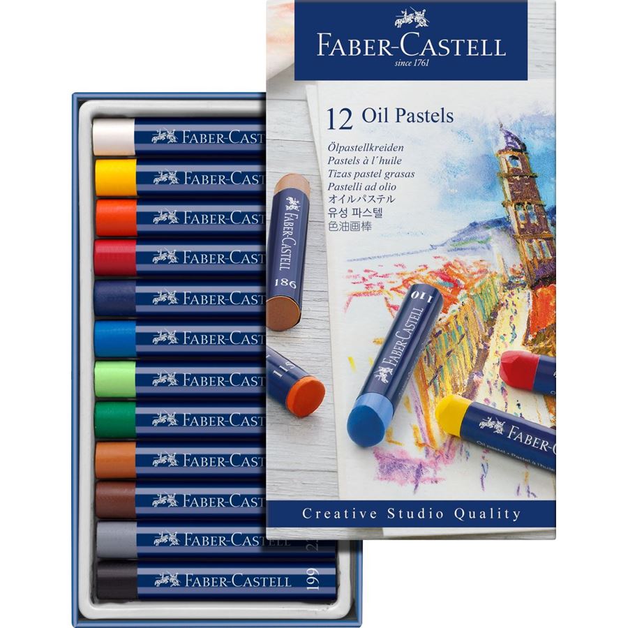 Faber-Castell - Estuche con 12 pasteles grasos