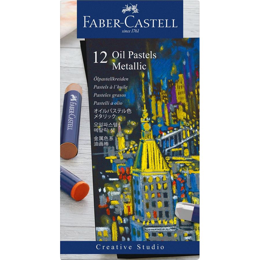 Faber-Castell - Estuche con 12 pasteles grasos metallic