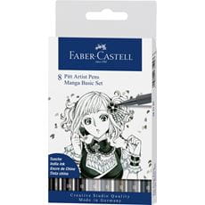 Faber-Castell - Estuche con 8 rotuladores Pitt Artist Pen, básico Manga