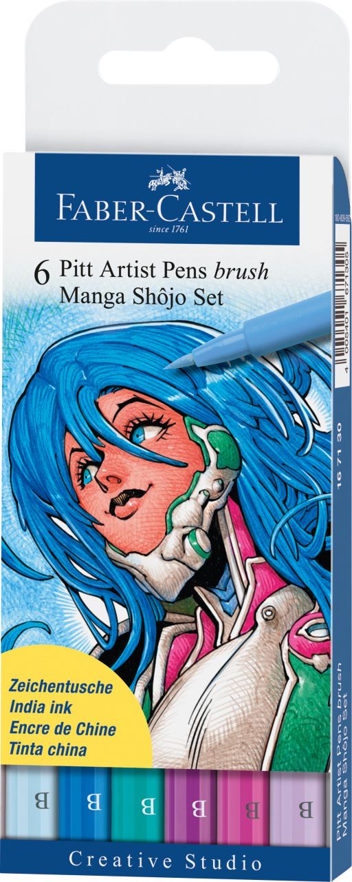 Faber-Castell - Estuche con 6 rotuladores Pitt Artist Pen, Manga Shôjo
