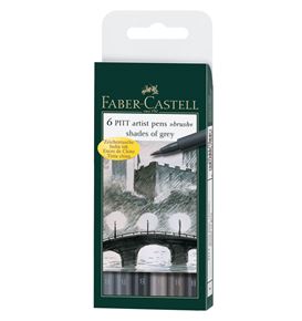 Faber-Castell - Estuche c/6 rotuladores Pitt Artist Pen Brush, tonos grises