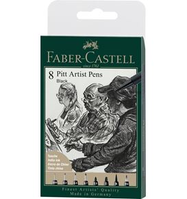 Faber-Castell - Estuche con 8 rotuladores Pitt Artist Pen, negro