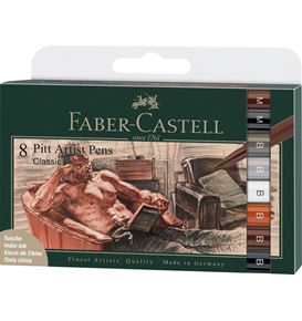 Faber-Castell - Estuche con 8 rotuladores Pitt Artist Pen, clásico