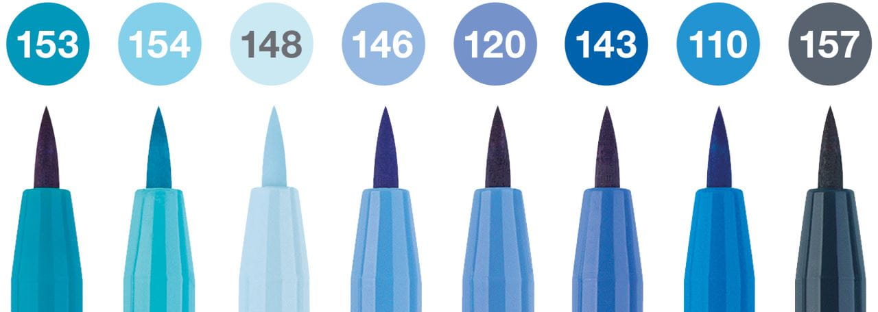 Faber-Castell - Estuche con 8 rotuladores Pitt Artist Pen Brush tonos azules