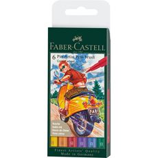 Faber-Castell - Estuche con 6 rotuladores Pitt Artist Pen Brush Colour wheel