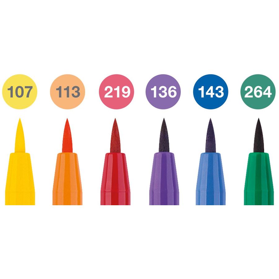 Faber-Castell - Estuche con 6 rotuladores Pitt Artist Pen Brush Colour wheel
