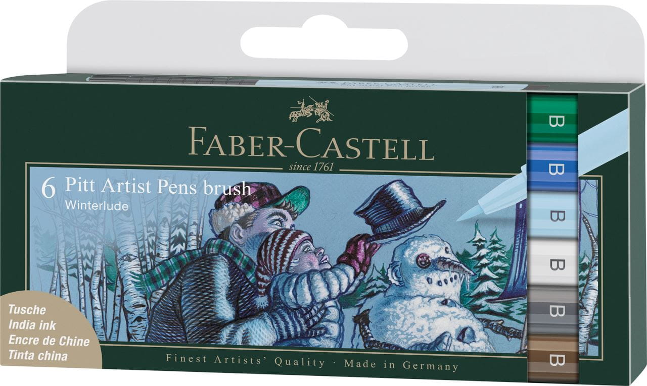 Faber-Castell - Estuche con 6 rotuladores Pitt Artist Pen Brush, Winterlude