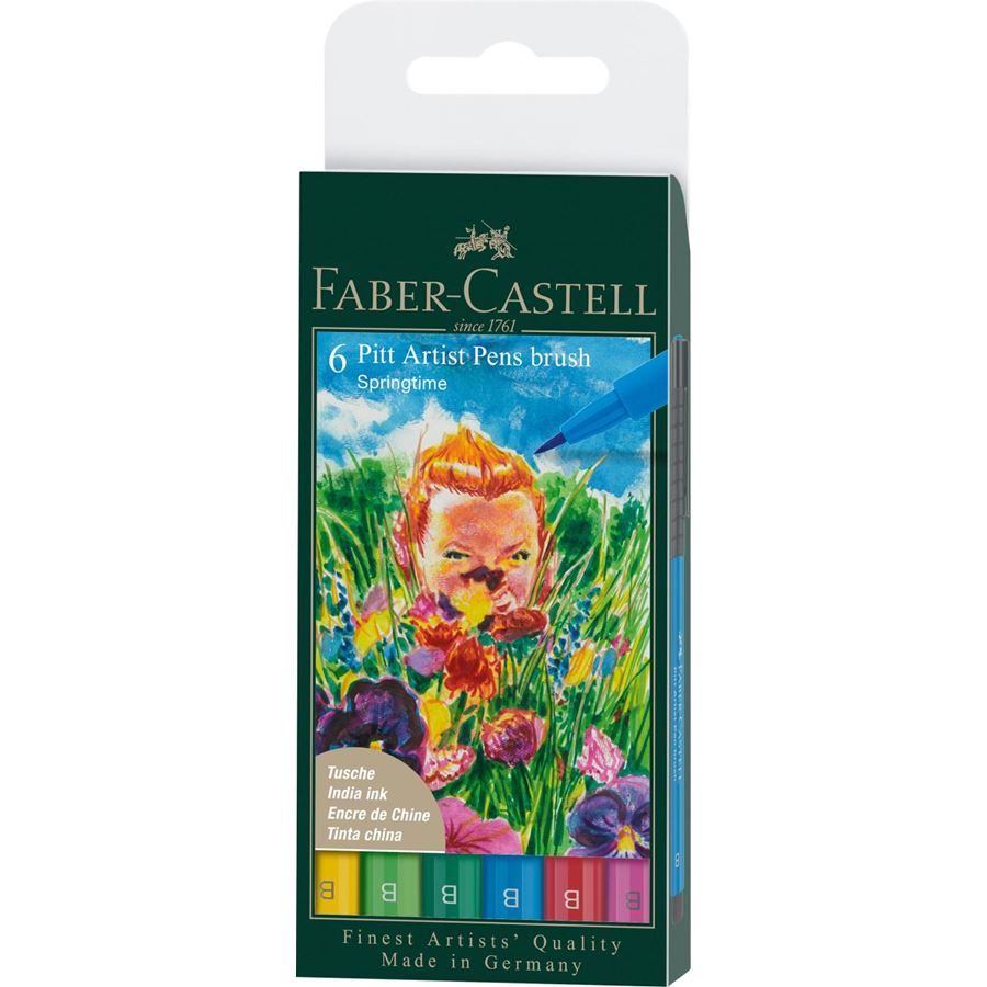 Faber-Castell - Estuche con 6 rotuladores Pitt Artist Pen Brush, Springtime