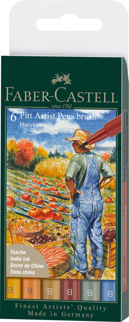 Faber-Castell - Estuche con 6 rotuladores Pitt Artist Pen Brush, Harvest