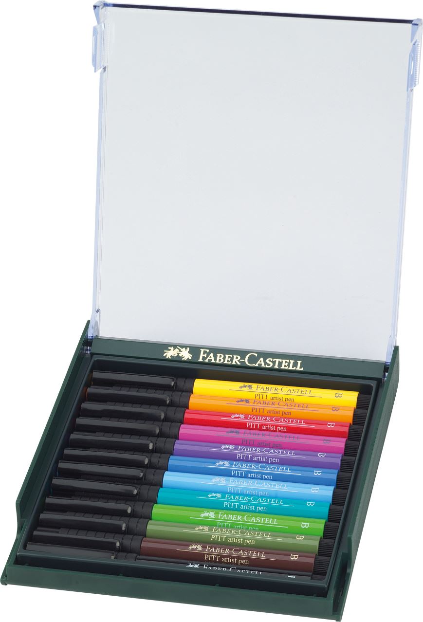 Faber-Castell - Estuche c/12 rotuladores Pitt Artist Pen Brush, básicos