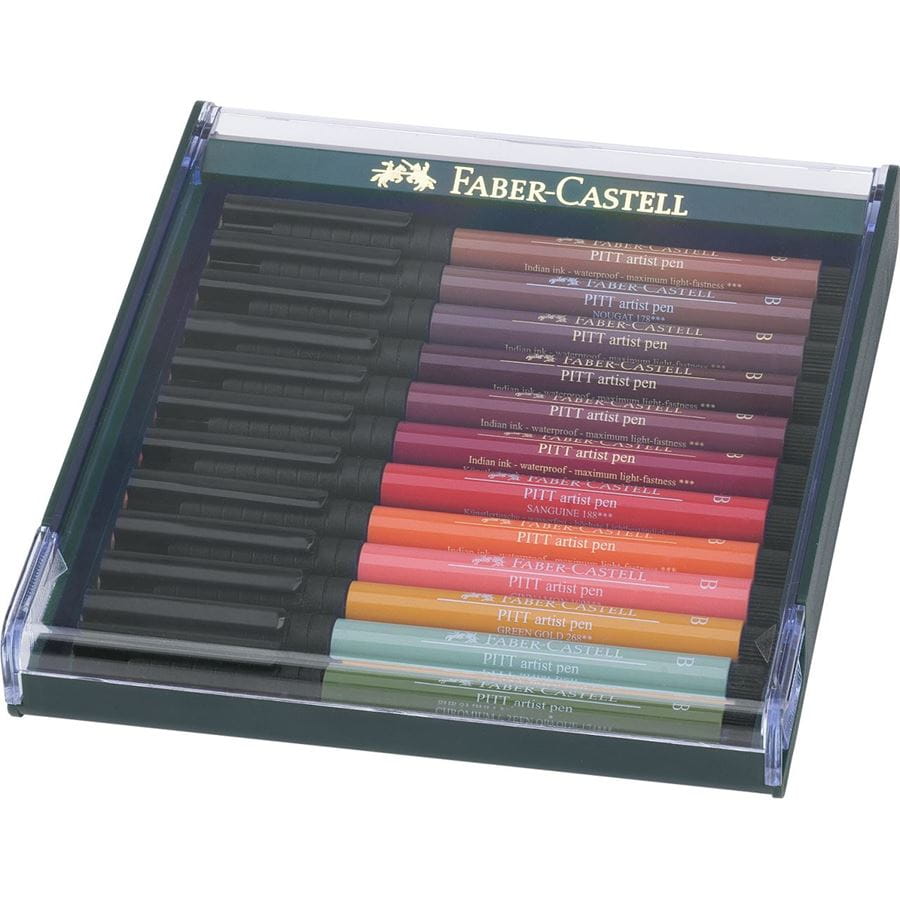 Faber-Castell - Estuche c/12 rotuladores Pitt Artist Pen Brush, tierra