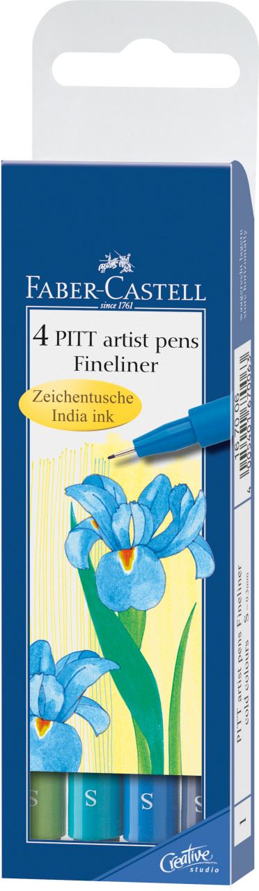 Faber-Castell - Estuche con 4 rotuladores Pitt Artist Pen S, colores fríos