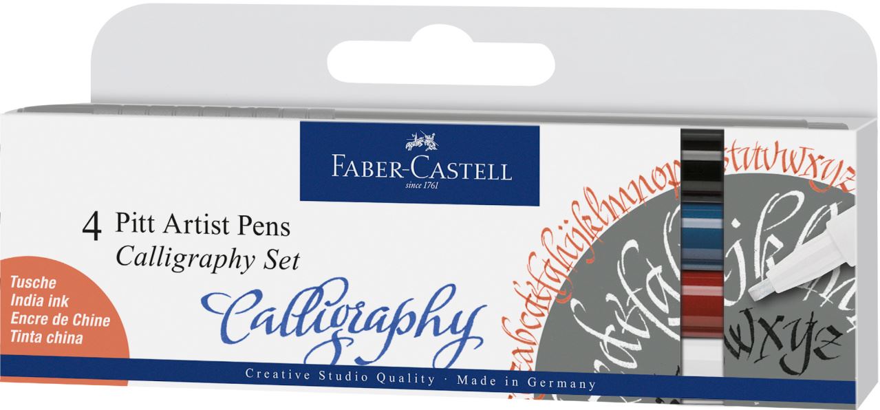 Faber-Castell - Estuche c/4 rotuladores Pitt Artist Pen Calligraphy, Classic