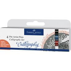 Faber-Castell - Estuche c/4 rotuladores Pitt Artist Pen Calligraphy, Classic