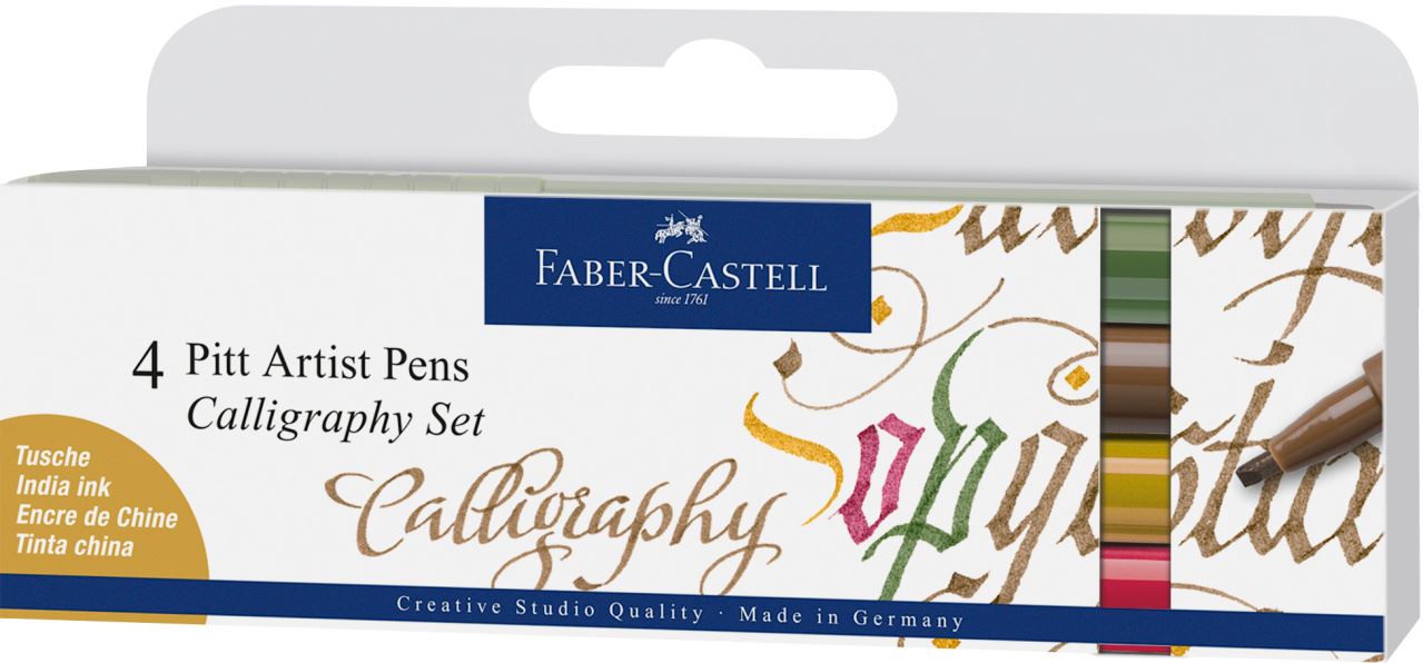 Faber-Castell - Estuche c/4 rotuladores Pitt Artist Pen Calligraphy, Colours
