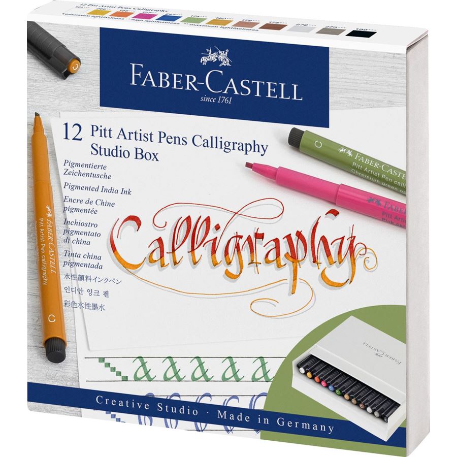 Faber-Castell - Estuche estudio con 12 rotuladores Pitt Calligraphy