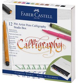 Faber-Castell - Estuche estudio con 12 rotuladores Pitt Calligraphy