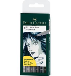 Faber-Castell - Estuche con 6 rotuladores Pitt Artist Pen Soft Brush