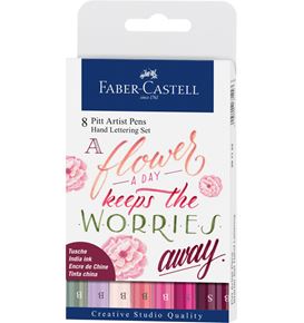 Faber-Castell - Estuche con 8 Pitt Artist Pen Hand Lettering, tonos rosas