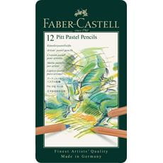 Faber-Castell - Estuche de metal con 12 lápices pastel Pitt