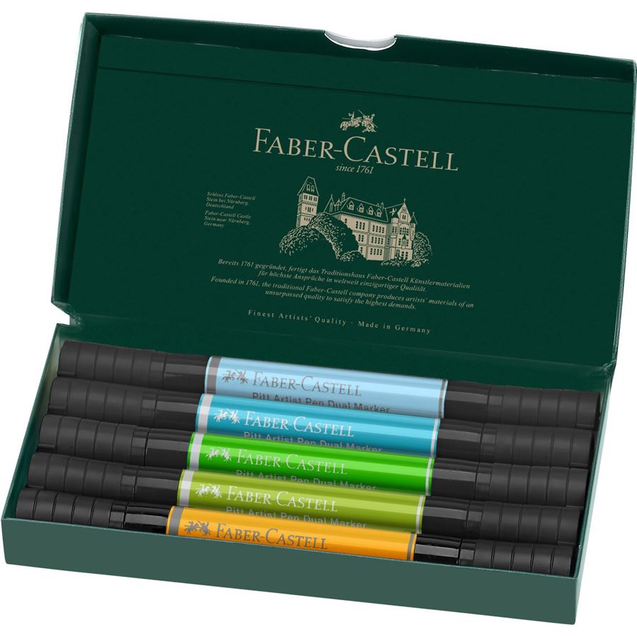 Faber-Castell - Pitt Artist Pen Dual Marker, Estuche de cartón c/5, animals