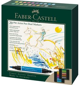 Faber-Castell - Pitt Artist Pen Dual Marker, Estuche de cartón c/20
