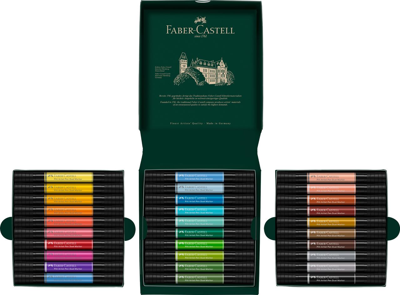 Faber-Castell - Pitt Artist Pen Dual Marker, Estuche de cartón c/30