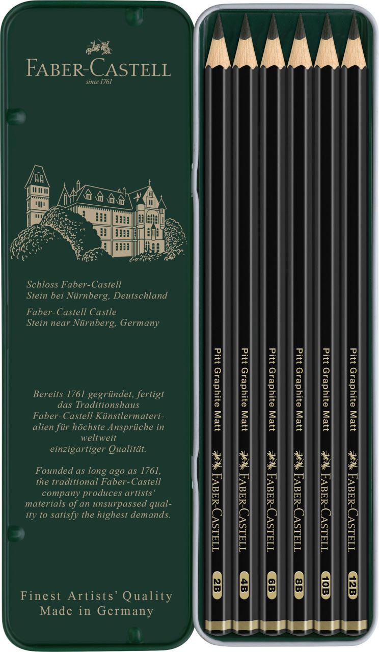 Faber-Castell - Juego de 6 lápices Pitt Graphite Matt