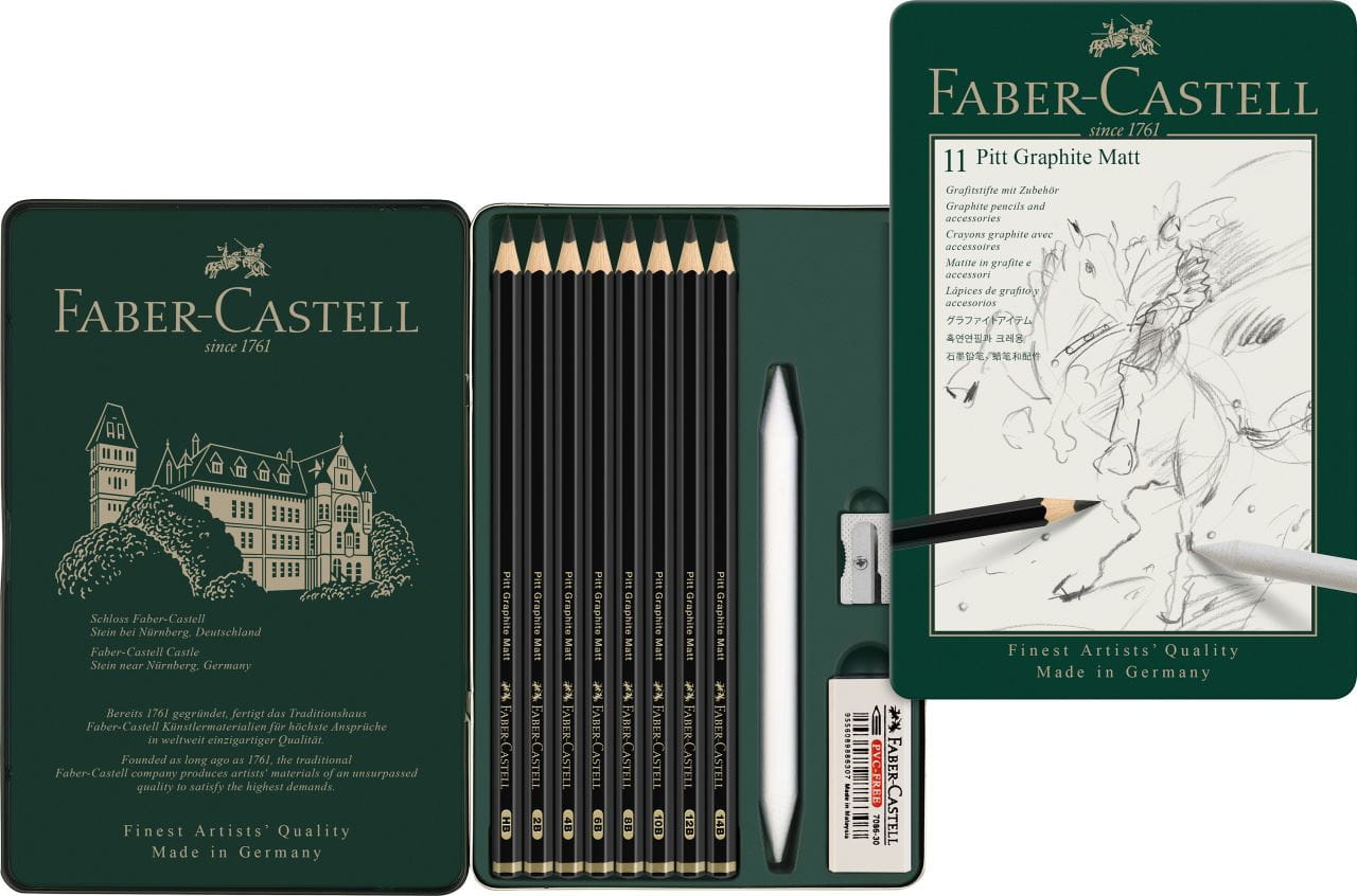 Faber-Castell - Estuche de metal de Pitt Graphite Matt x11