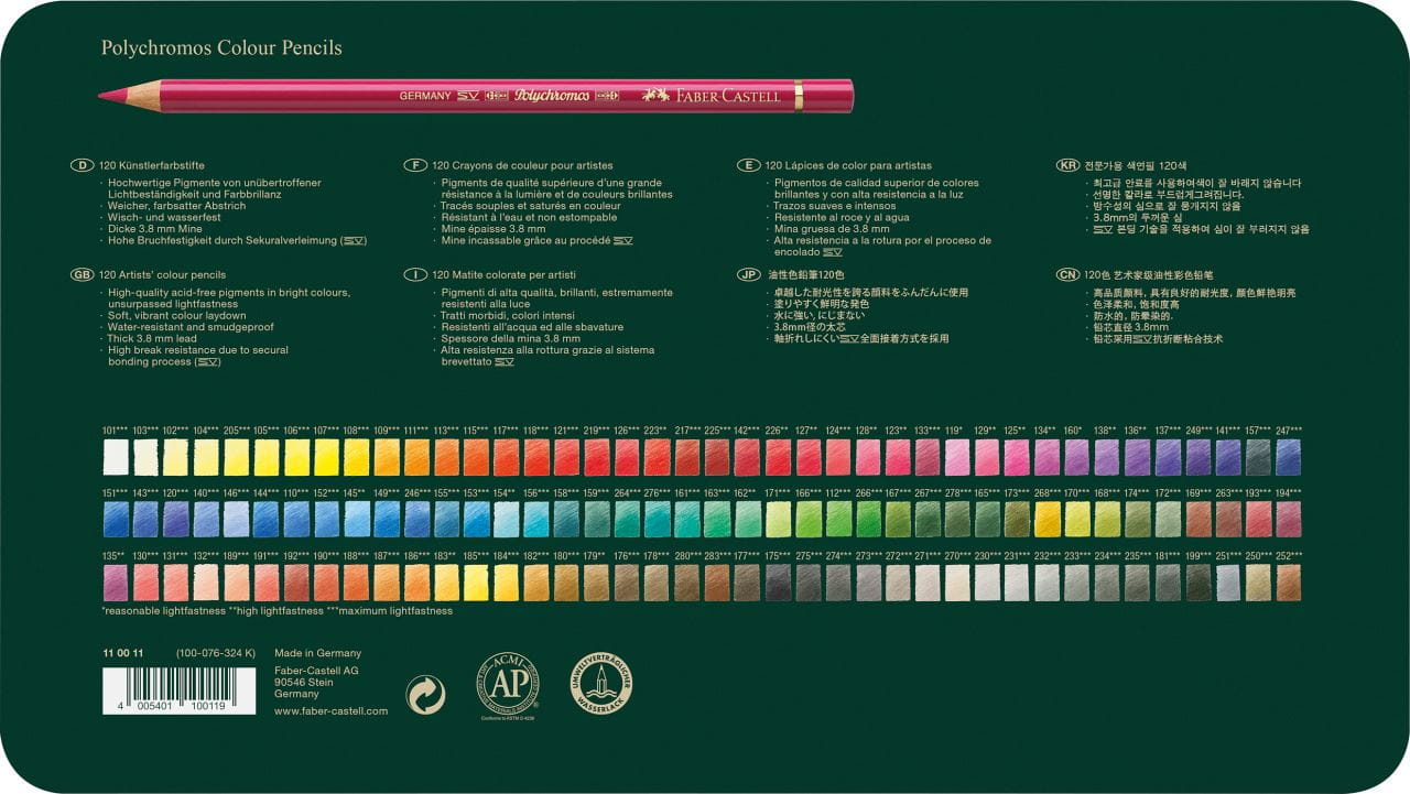 Faber-Castell - Estuche de metal con 120 lápices de color Polychromos