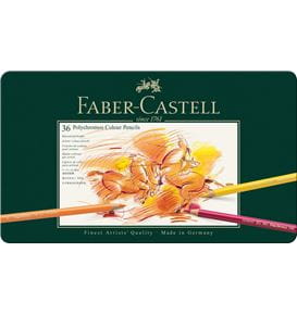 Faber-Castell - Estuche de metal con 36 lápices de color Polychromos