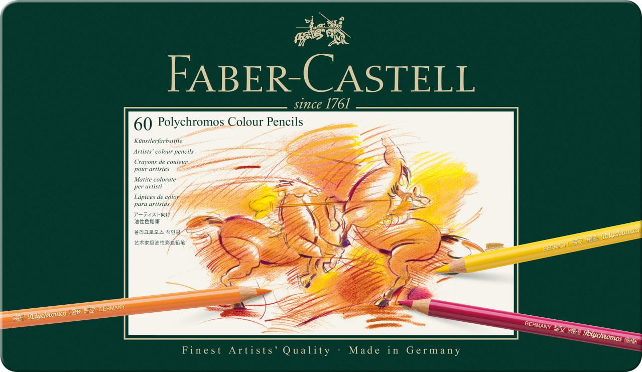 Faber-Castell - Estuche de metal con 60 lápices de color Polychromos