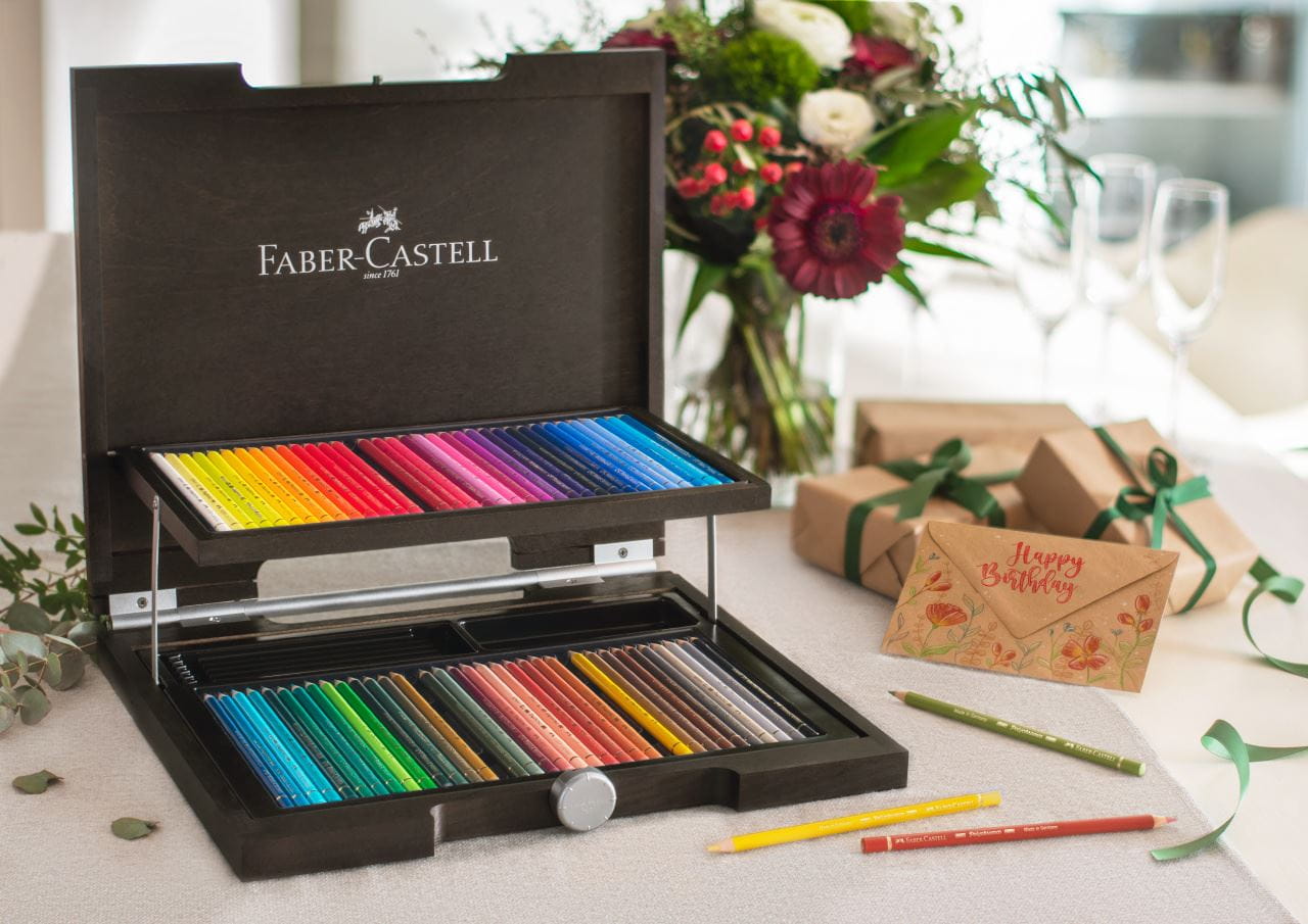 Faber-Castell - Estuche de madera con 72 lápices de color Polychromos