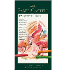 Faber-Castell - Estuche de cartón con 12 tizas pastel Polychromos