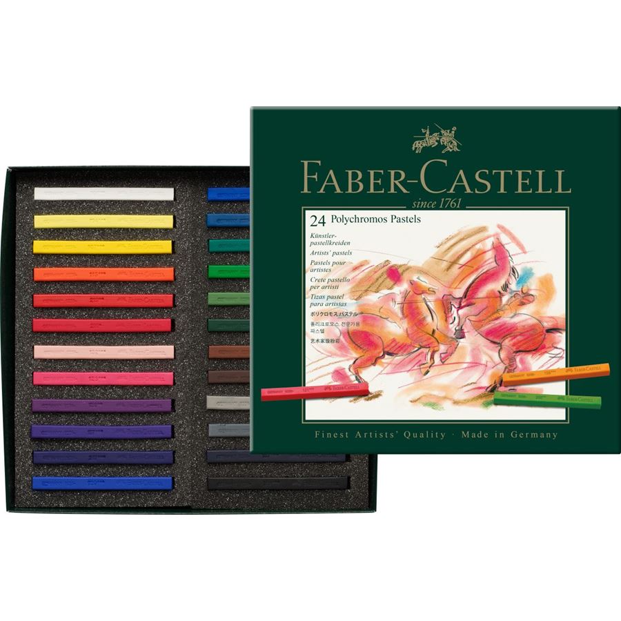 Faber-Castell - Estuche de cartón con 24 tizas pastel Polychromos