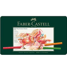 Faber-Castell - Estuche de metal con 60 tizas pastel Polychromos