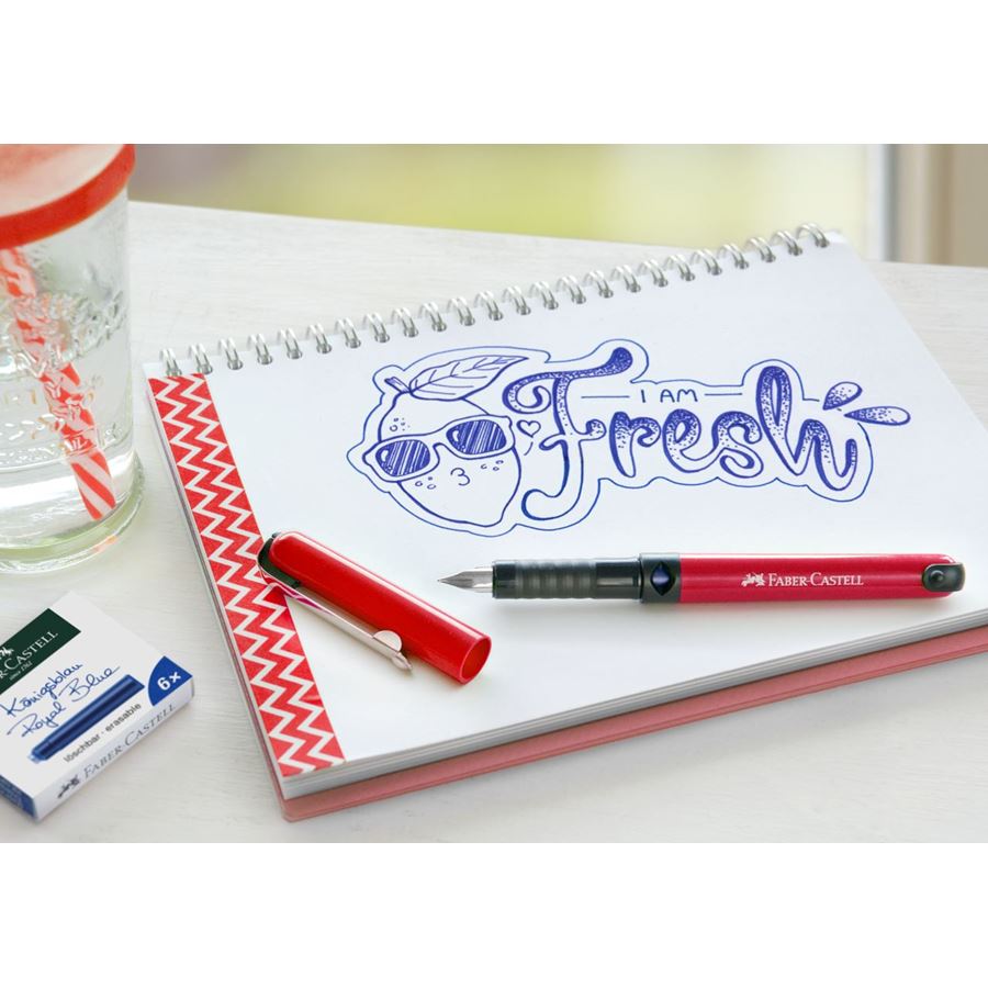 Faber-Castell - Pluma estilográfica escolar Fresh, rojo