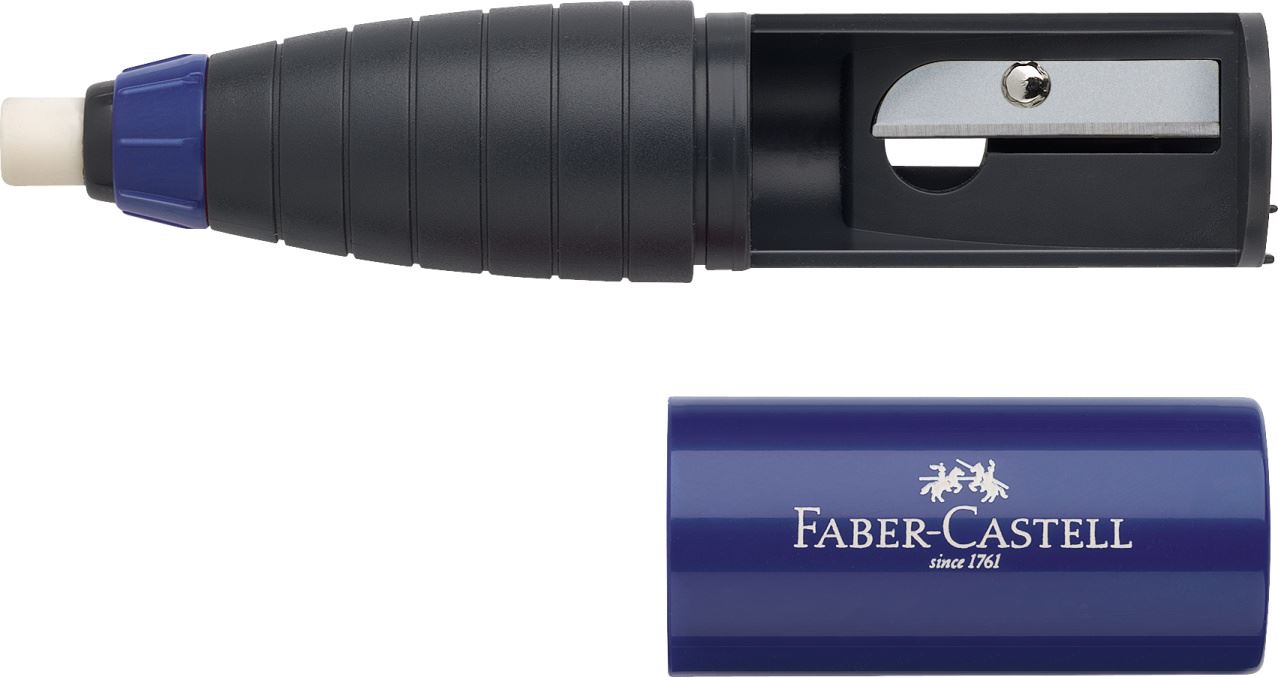 Faber-Castell - Afilalápices con goma de borrar, rojo/azul, surtido