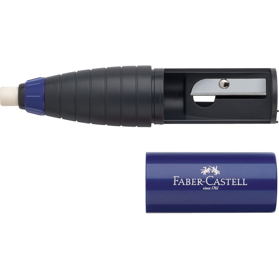 Faber-Castell - Afilalápices con goma de borrar, rojo/azul, surtido