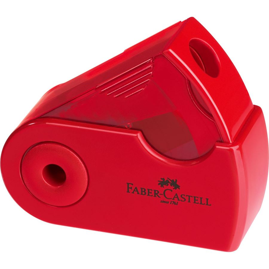 Faber-Castell - Afilalápices con depósito Sleeve Mini, rojo o azul