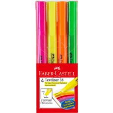 Faber-Castell - Marcador Textliner 38, colores surtidos, estuche, 4 piezas
